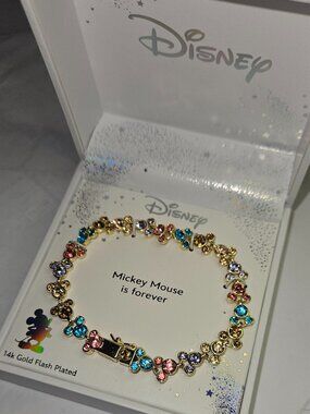 Disney Mickey Mouse is Forever Multi-Color Gold Bracelet!